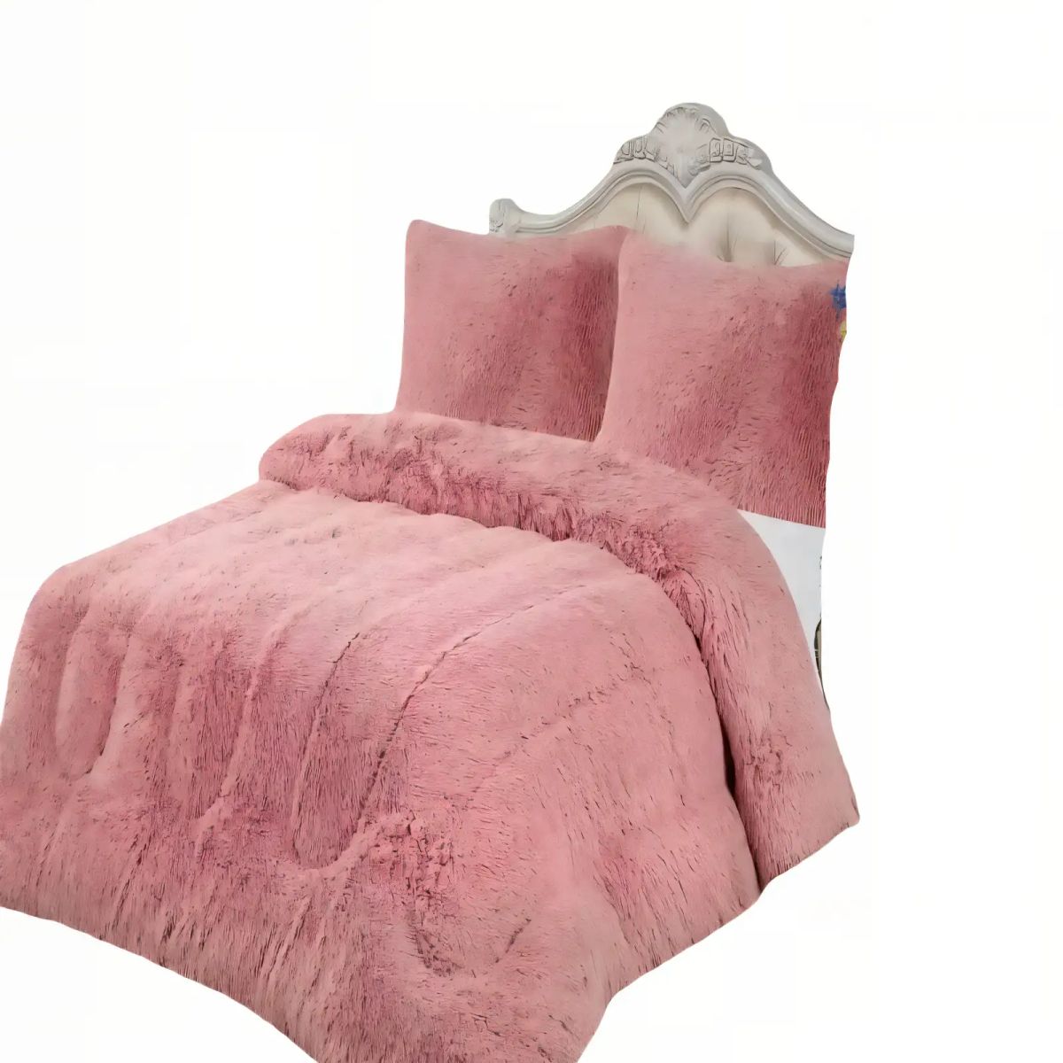 GENERICO - COBERTOR PELUDOS PREMIUM PLAZA Y MEDIA 180CM X 200CM COLOR ROSADO 2