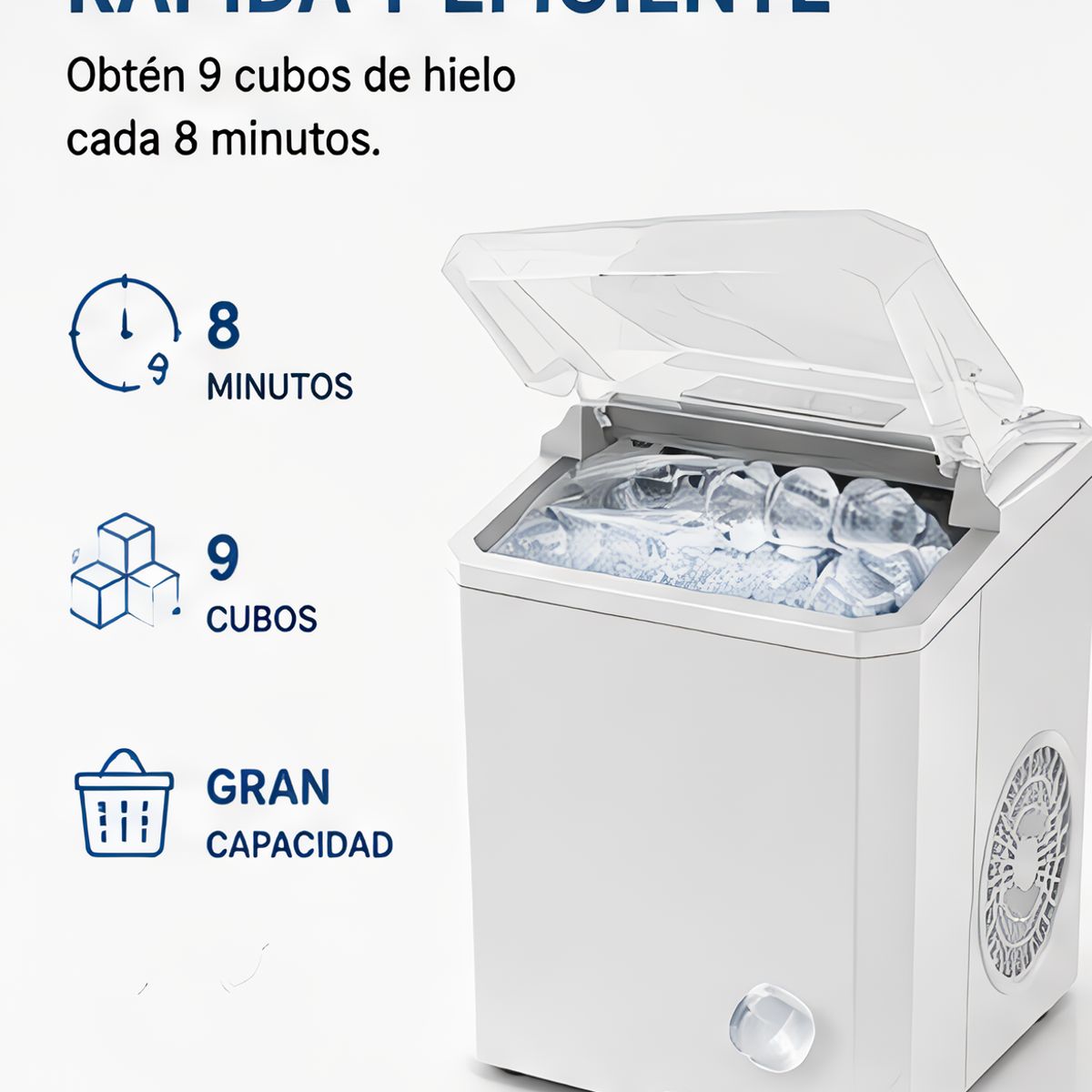 MOVI - Máquina para Hacer Hielo Rápida 9 Cubos en 8 Minutos