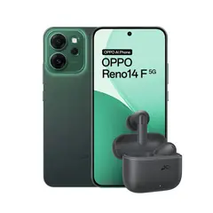 OPPO - Celular Reno14 F 5G Verde 12+256GB + Audífonos Enco Buds3 Pro negros