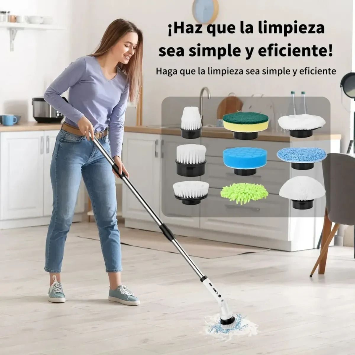 MOVI - Cepillo Limpieza Inalámbrico 9 en 1 Recargable Movimiento Eficaz