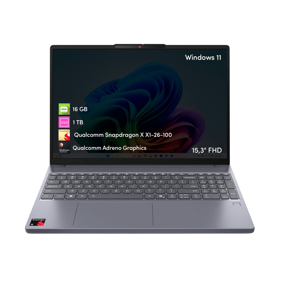 LENOVO - Notebook Lenovo Slim Snapdragon X 16GB 1TB SSD 15.3 FHD Táctil W11