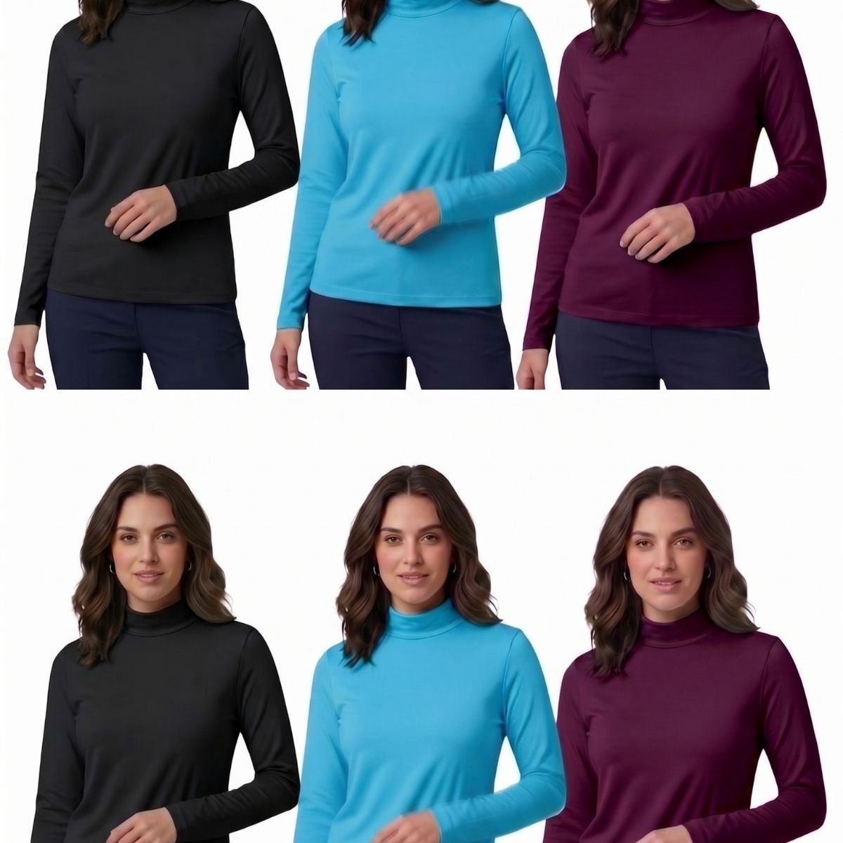 LOOK SHOP - Pack 6 Camiseta Mujer Juvenil Beatle. Manga Larga Colores 421