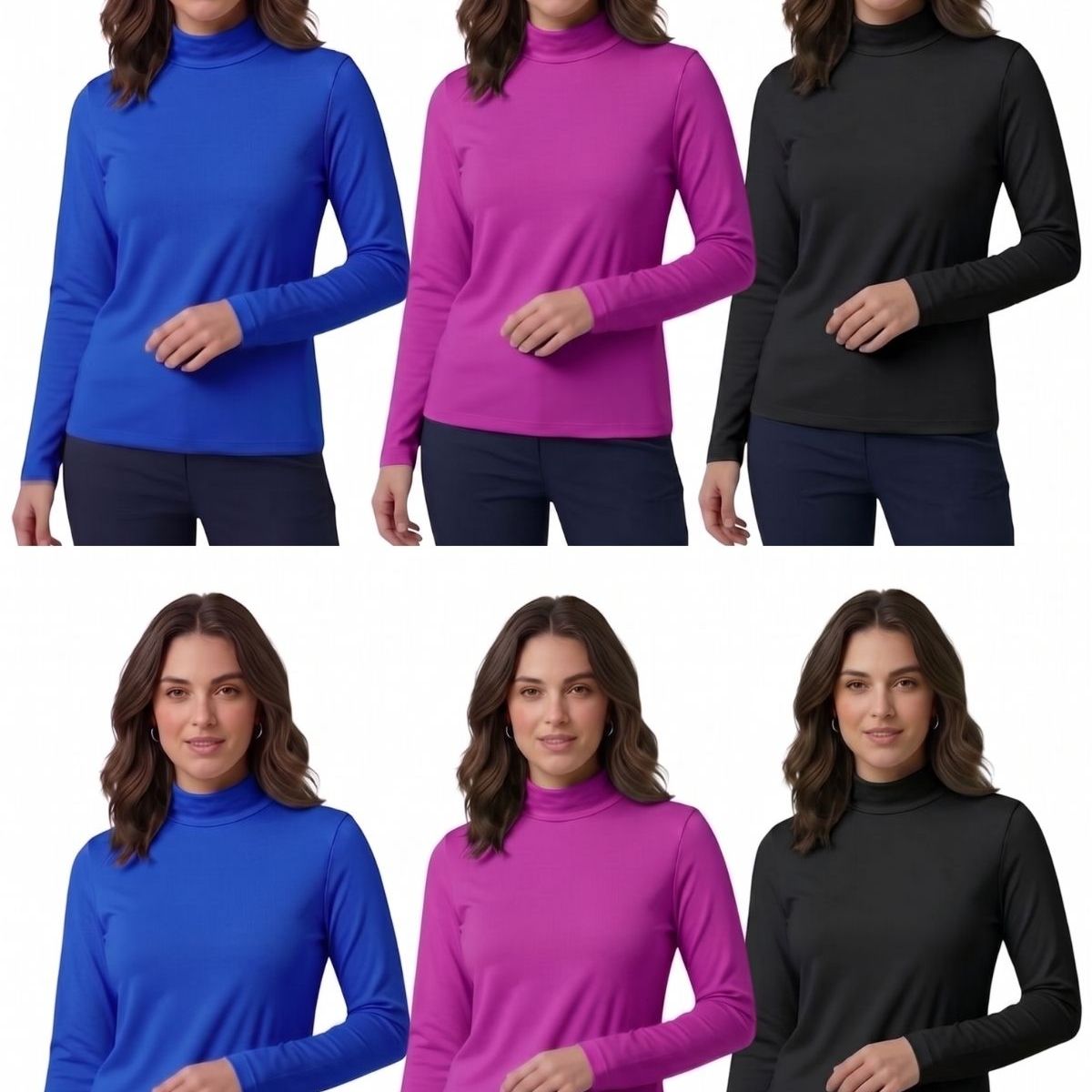 LOOK SHOP - Pack 6 Camiseta Mujer Juvenil Beatle. Manga Larga Colores 421