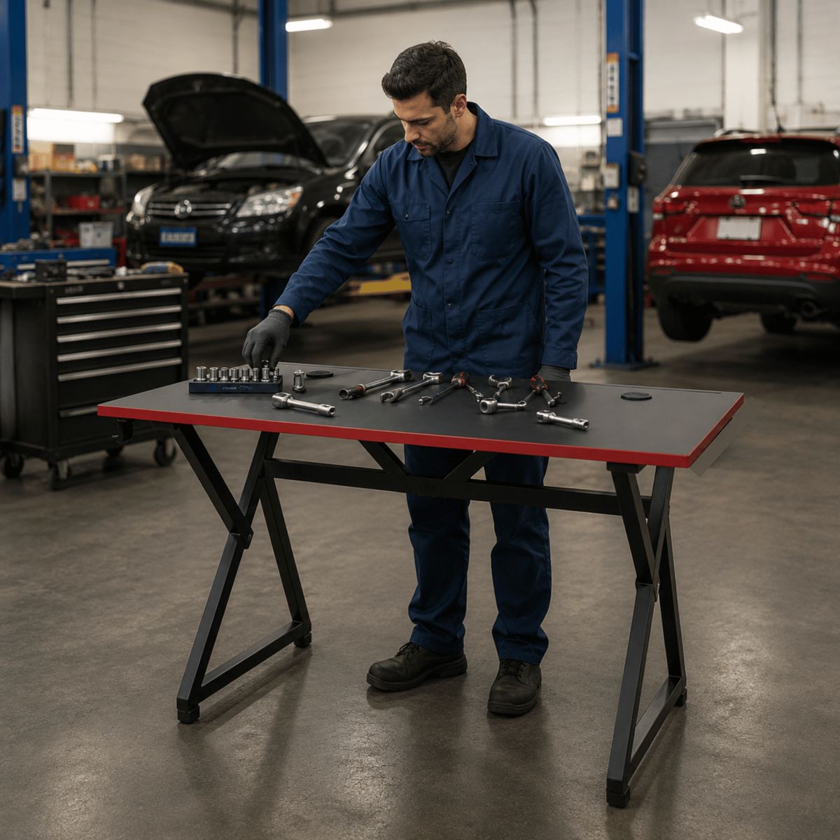 GENERICO - Mesa para Trabajos pesados Uso Industrial 120 Cm patas de fierro