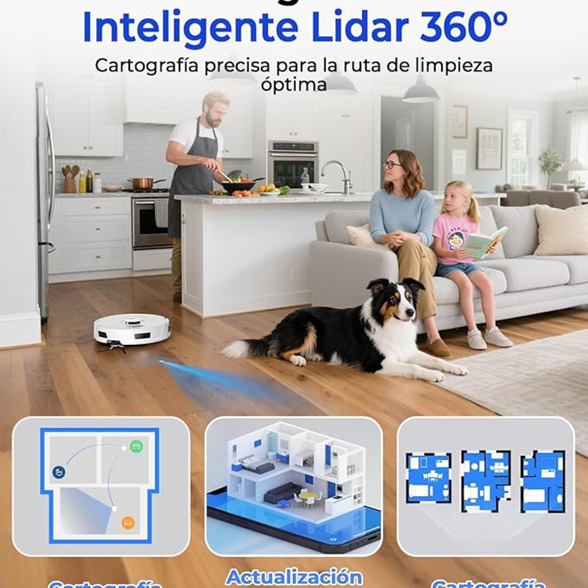JONR - Redkey D8 Robot Aspirador y Fregasuelos, 200mins 20000Pa Aspirador Robot con Base