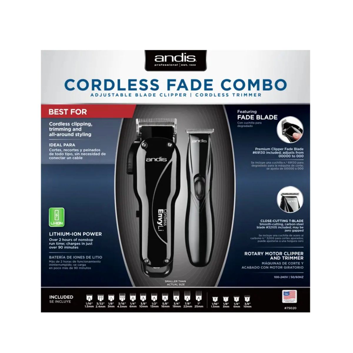 ANDIS - Maquina Cortapelo Andis Cordless Fade Combo Inalámbrica