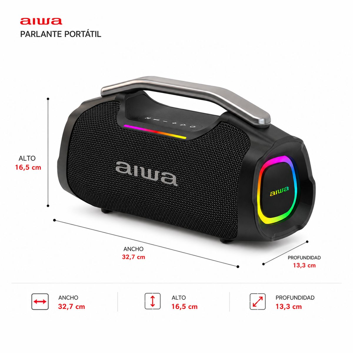 AIWA - Parlante Portatil Bluetooth Aiwa 55w Funcion Tws Aw-a408