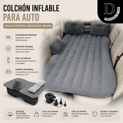 MOVI - Colchon Inflable Con Compresor 12v Y 2 Almohadas Para Auto