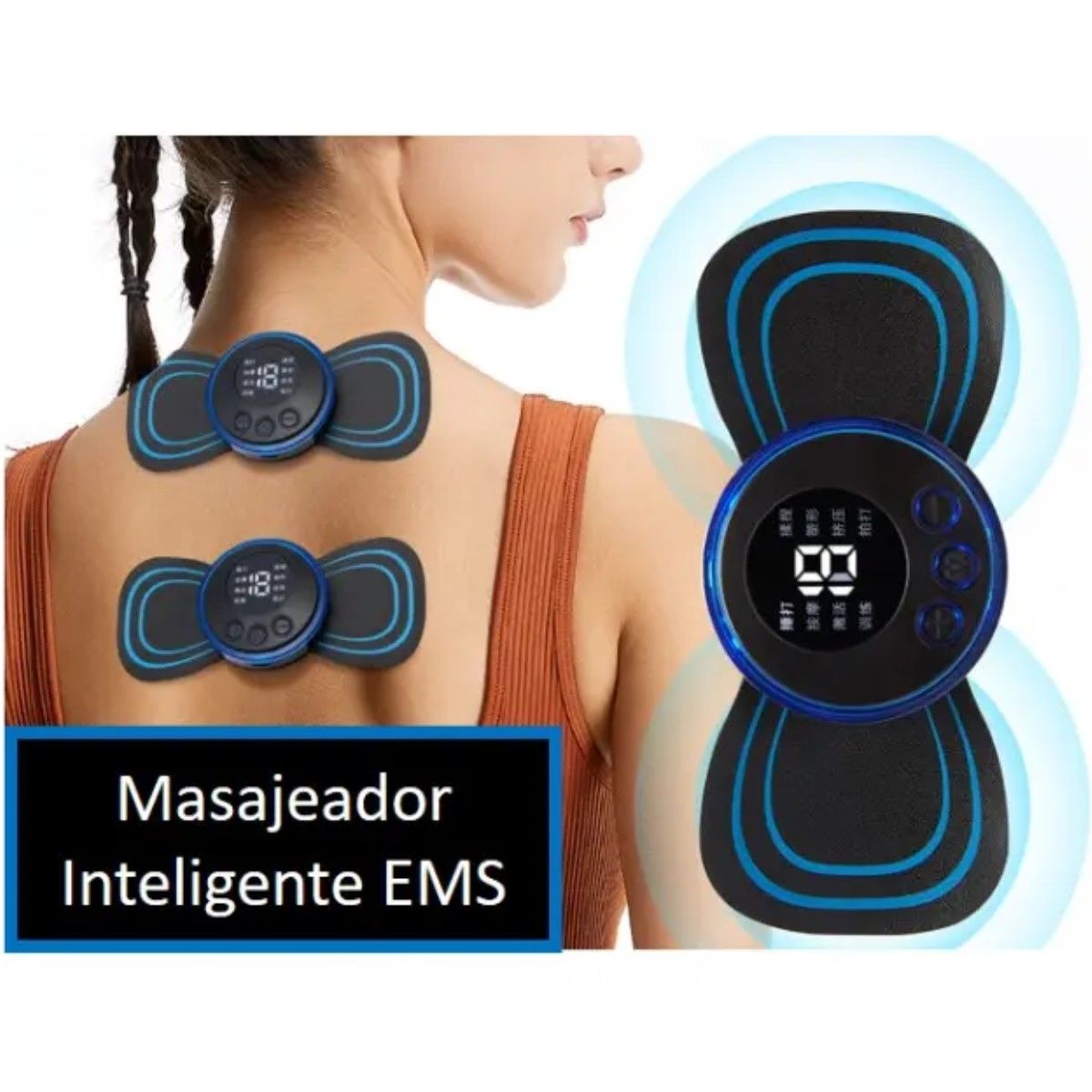 GENERICO - Mini Masajeador Modelo Mariposa Pulso Ems Cuello Cuerpo Usb Color Negro BELUG