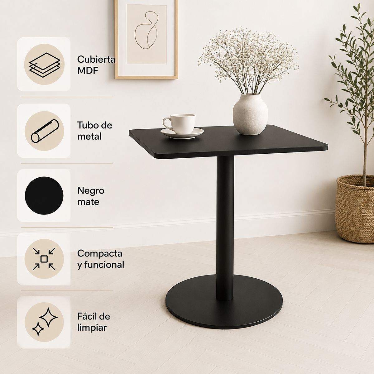 SPACE HOME - Mesa Restaurant  Compacta, Funcional y Duradera para Cafetería o Comedor