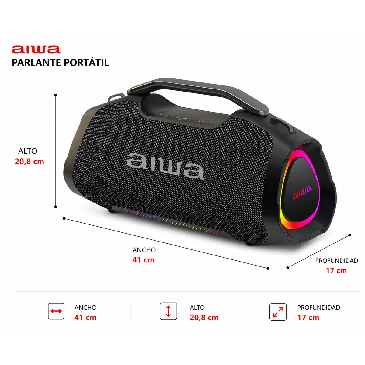 AIWA - Parlante Portatil Bluetooth Aiwa 65w Funcion Tws Aw-a411