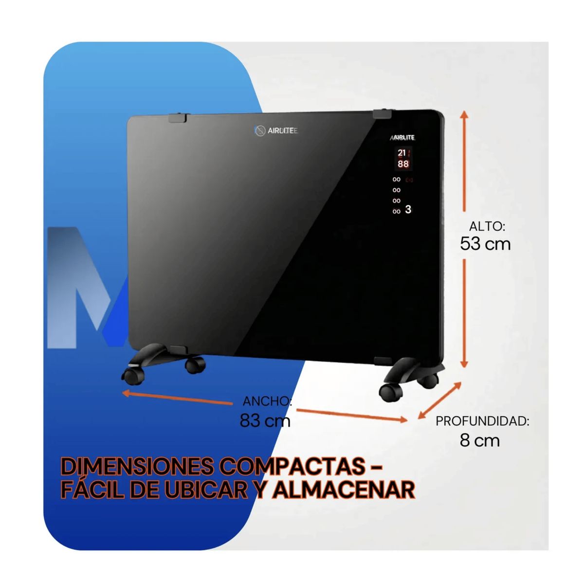 AIROLITE - Packx2 Estufa Panel Espejo Airolite Co-rp 2000 Pared Digital