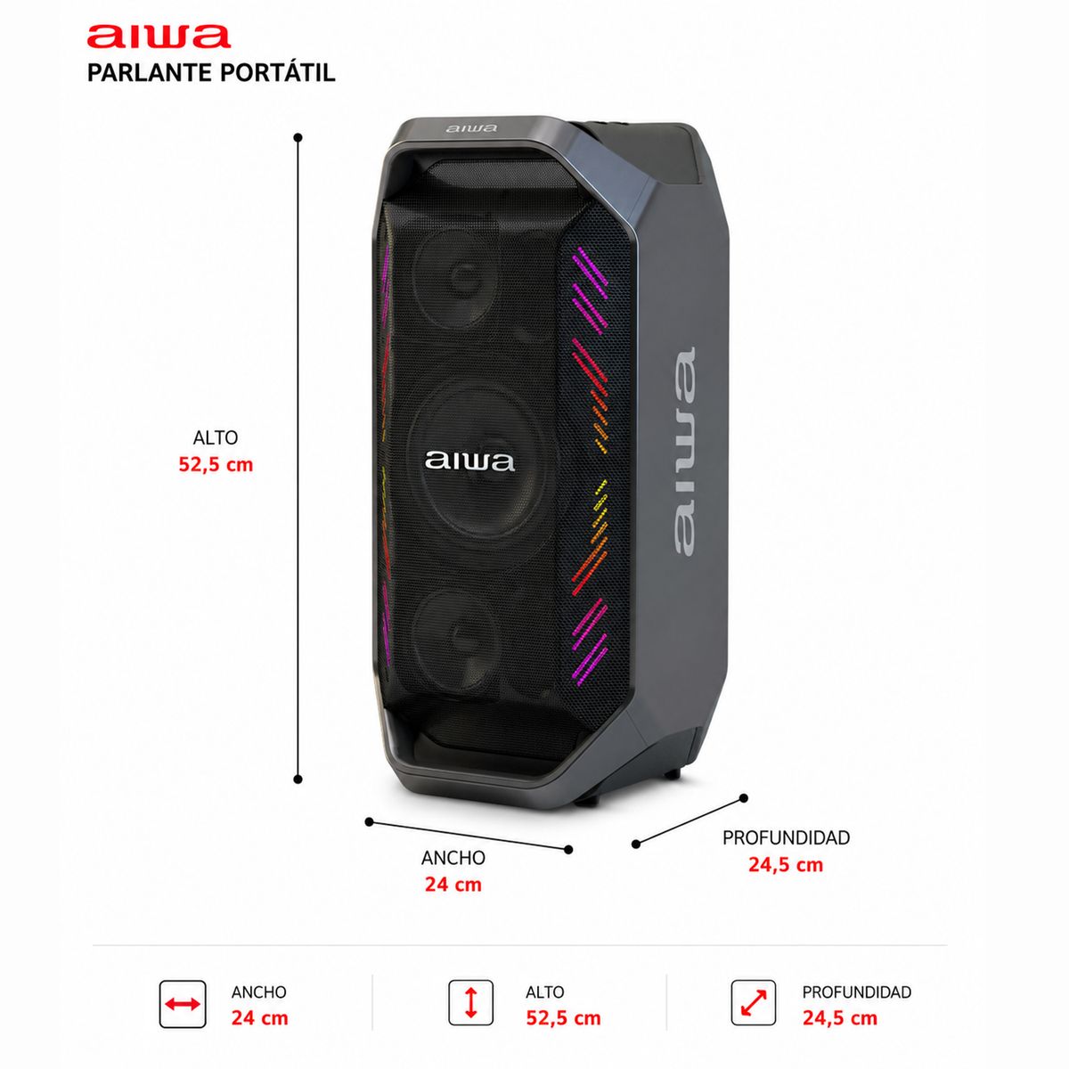 Parlante Portatil Bluetooth Aiwa 90w Con Radio Fm Aw-a521, marca AIWA - Foto 2