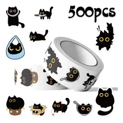 GENERICO - Sticker Rollo 500 Gatos Gatitos Tierno Kawaii Calcomania