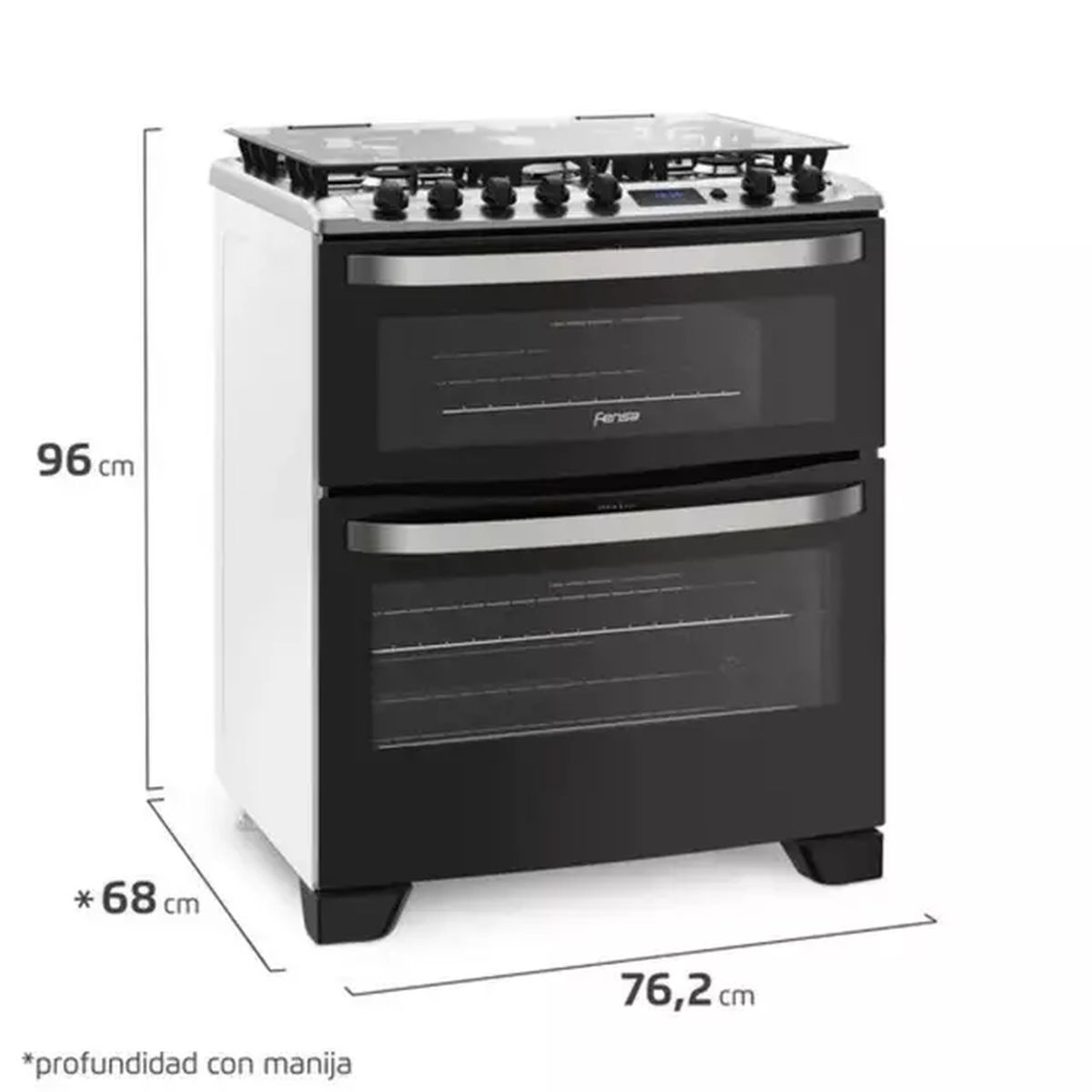 FENSA - Cocina a Gas Fensa Doble Horno 76 DBT Negra