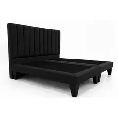 GENERICO - Cama Premium 2 plazas, base dividida, respaldo acanalado, color negro