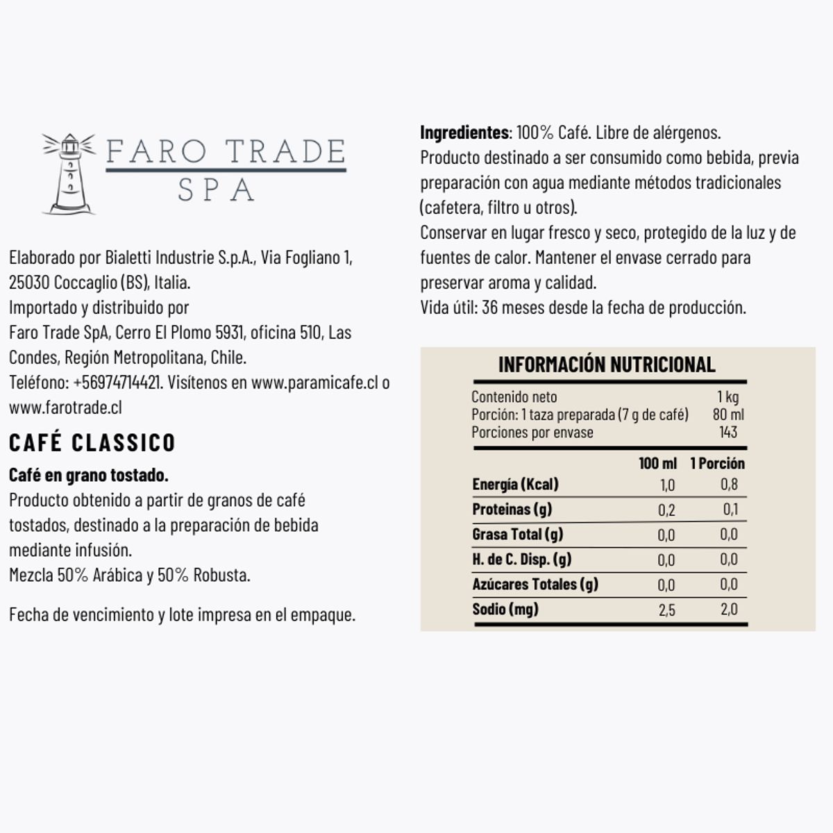 BIALETTI - Café en Grano Clásico 1 Kilo Bialetti