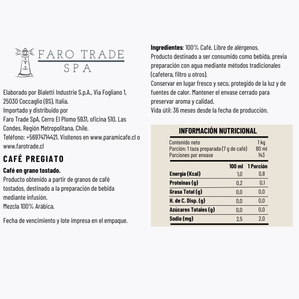 BIALETTI - Café en Grano Pregiato 1 Kg Bialetti