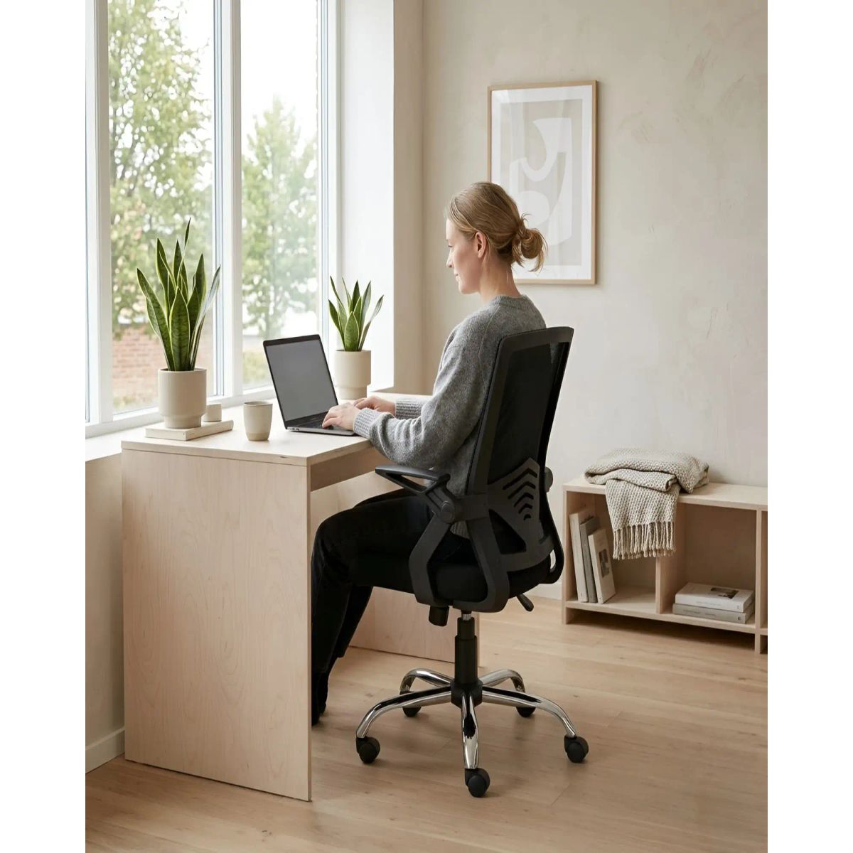 GENERICO - Silla de Escritorio Ergonómica con Apoyabrazos Abatibles