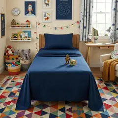 ARMONIA - Juego De Sabanas Algodon 800 Hilos Azul Premium 1.0 Plaza 669