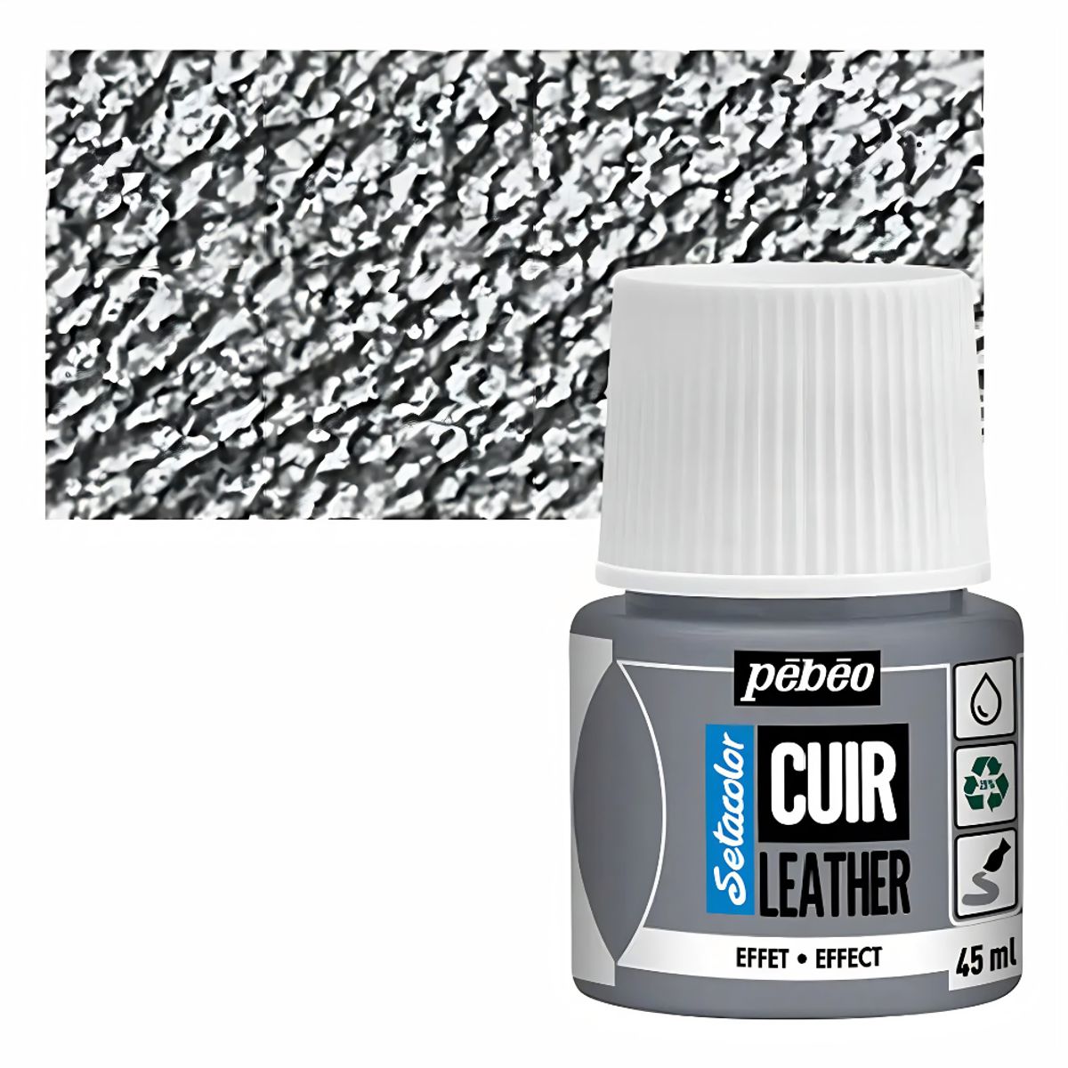 PEBEO - Pintura Para Cuero Frasco 45 Ml Setacolor Cuir Pebeo Color 31 - Metal Plateado
