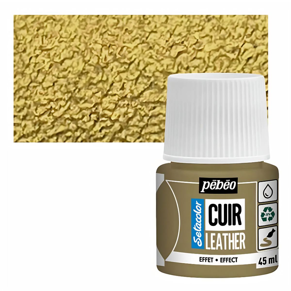 PEBEO - Pintura Para Cuero Frasco 45 Ml Setacolor Cuir Pebeo Color 33 - Metal Dorado