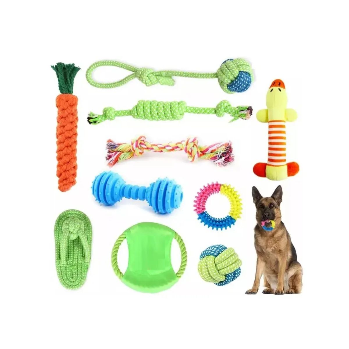 GENERICO - Set 10 Juguetes Para Mascotas, Pelota De Cuerda, Disco Y Más Labg