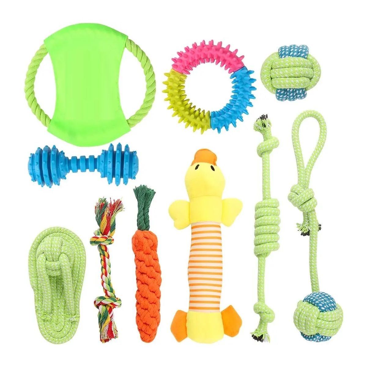 GENERICO - Set 10 Juguetes Para Mascotas, Pelota De Cuerda, Disco Y Más Labg