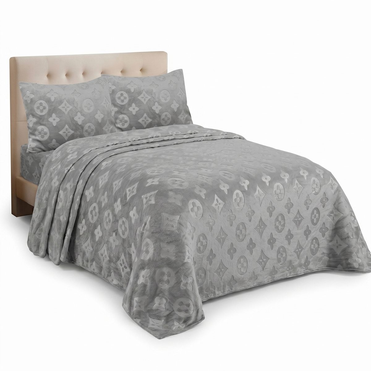 GENERICO - Set de Sábanas Polar Plush Plaza y Media Térmicas Suaves - Gris