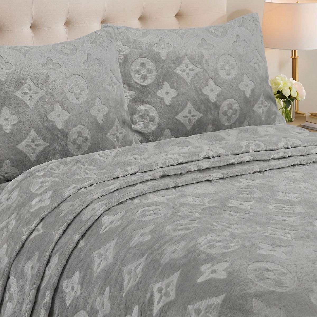 GENERICO - Set de Sábanas Polar Plush Plaza y Media Térmicas Suaves - Gris