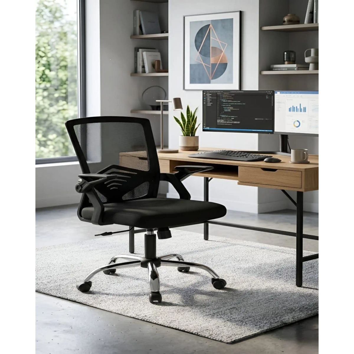 GENERICO - Silla de Oficina Ergonómica Brazos Abatibles y Soporte Lumbar