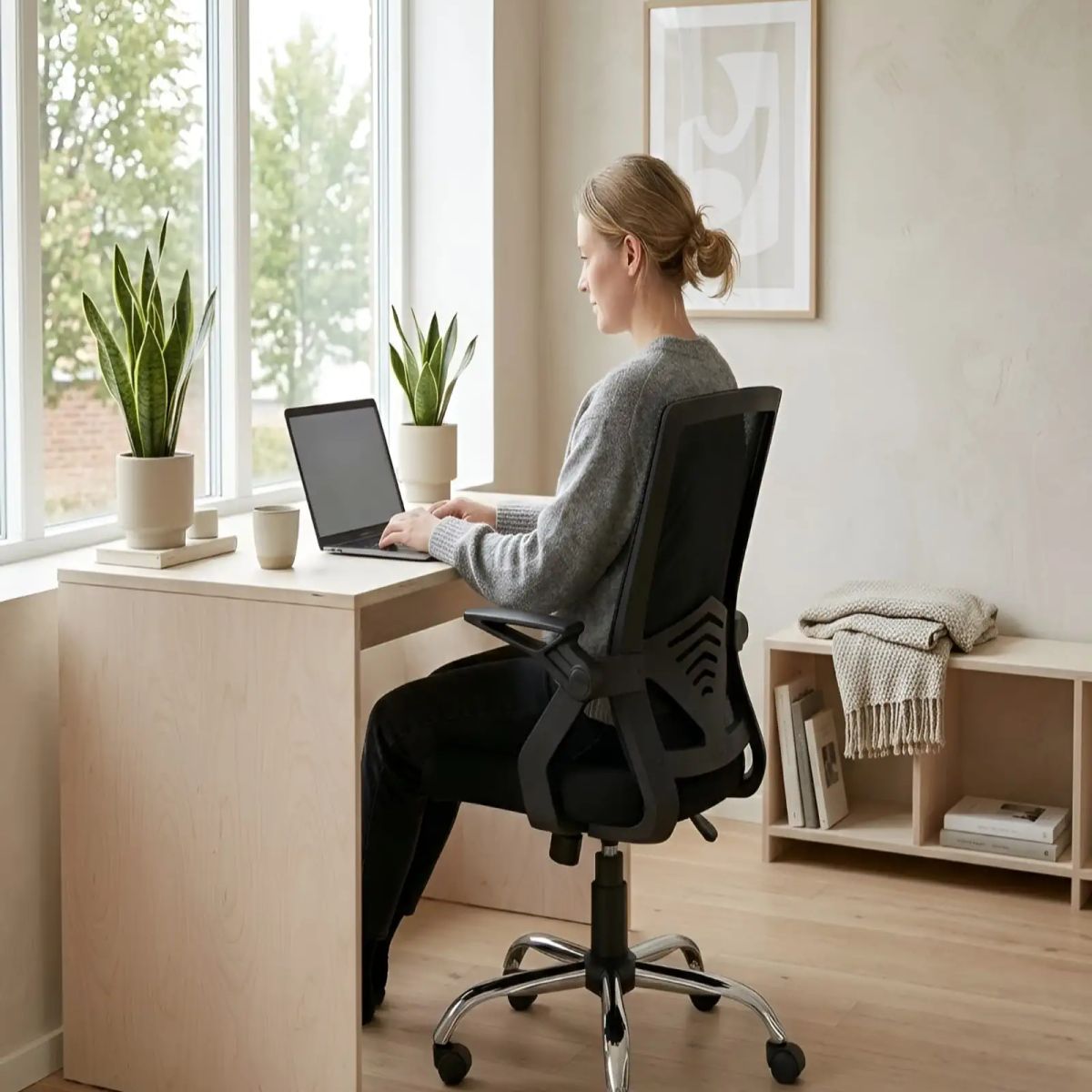 GENERICO - Silla de Oficina Ergonómica Brazos Abatibles y Soporte Lumbar