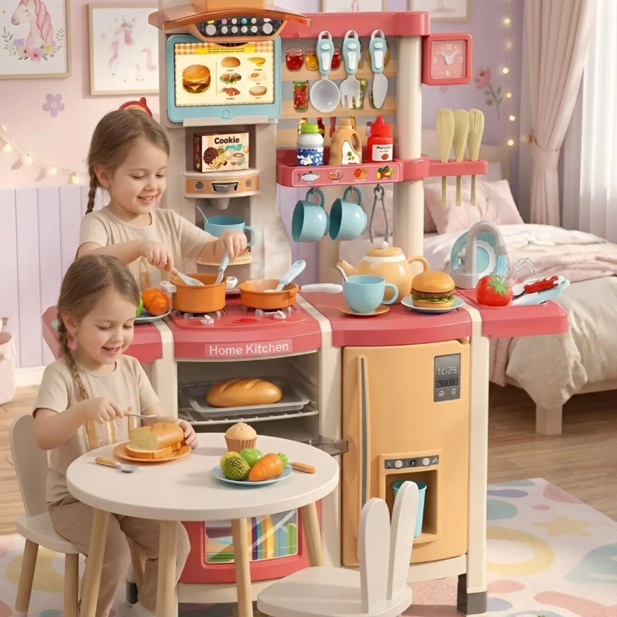 GENERICO - Cocina De Juguete Infantil Home Kitchen 66 Piezas Con Sonido Y Agua 100cm