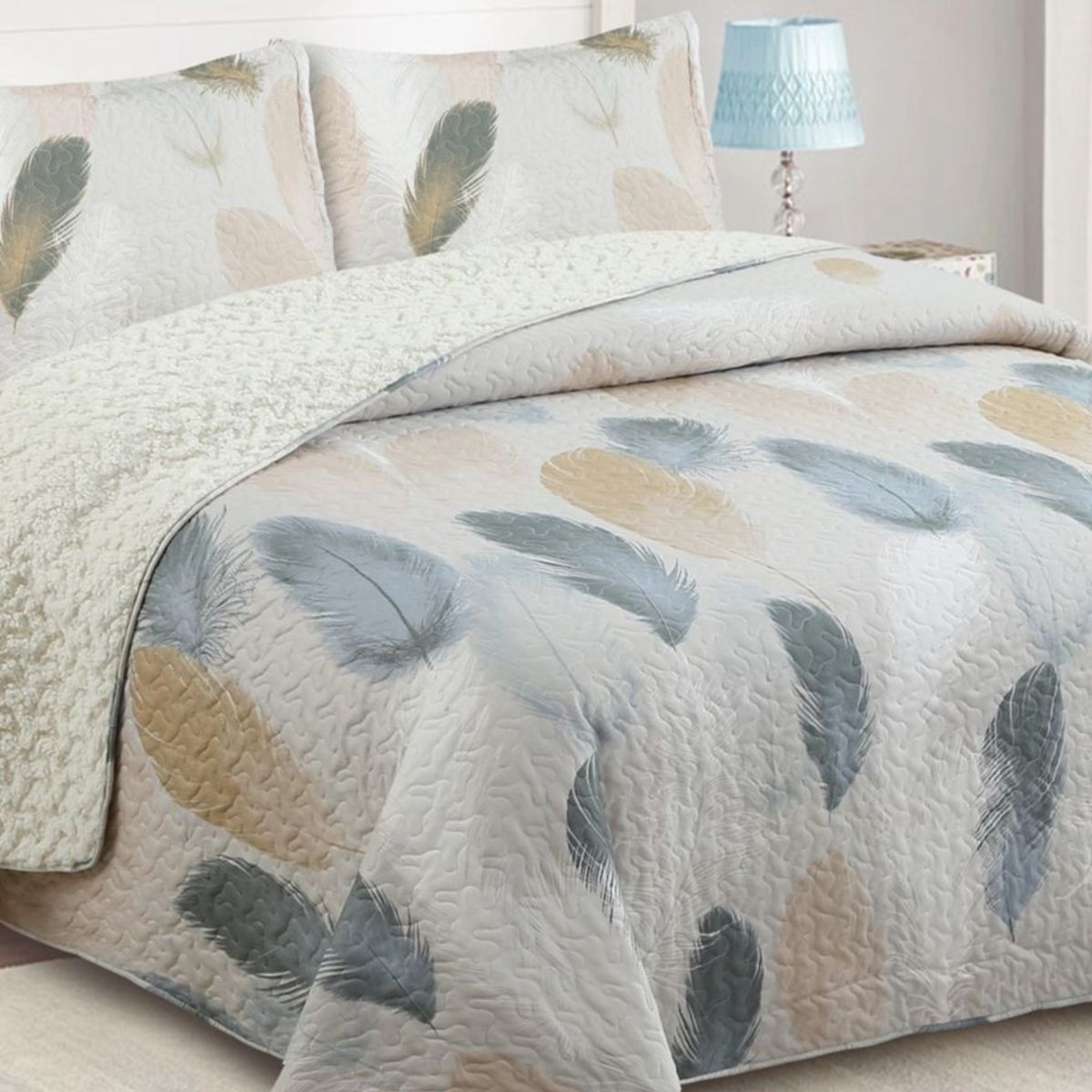 GENERICO - CUBRECAMA QUILT SHERPA POLIALGODON CHIPORRO ULTRA SUAVE