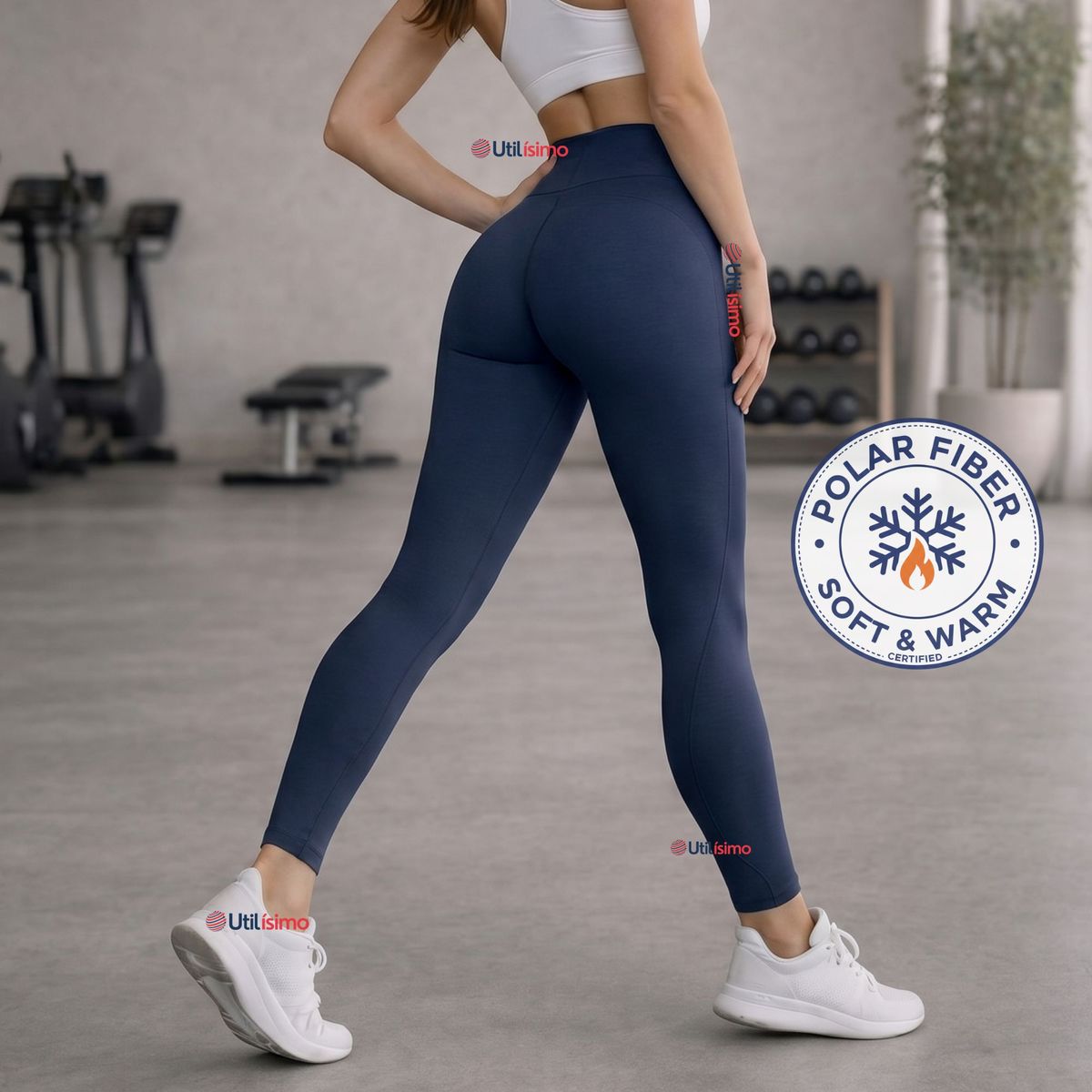 UTILISIMO - Calza Polar Con Chiporro Térmica Mujer Elásticada Navy Blue
