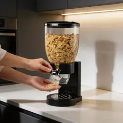 IRM - Dispensador Cereal Negro Simple Despachador Alimentos Secos Semillas Hermetico Calidad FIGOIMPORT