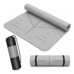 GENERICO - Mat Yoga Pilates Gris Colchoneta Eco Guías +bolso+correa 6mm