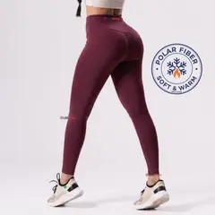 UTILISIMO - Calza Polar Con Chiporro Térmica Mujer Elasticada Burdeo