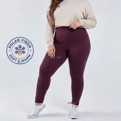 UTILISIMO - Calza Polar Con Chiporro Térmica Mujer Elasticada Burdeo