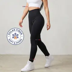 UTILISIMO - Calza Polar Con Chiporro Térmica Mujer Elasticada Negra