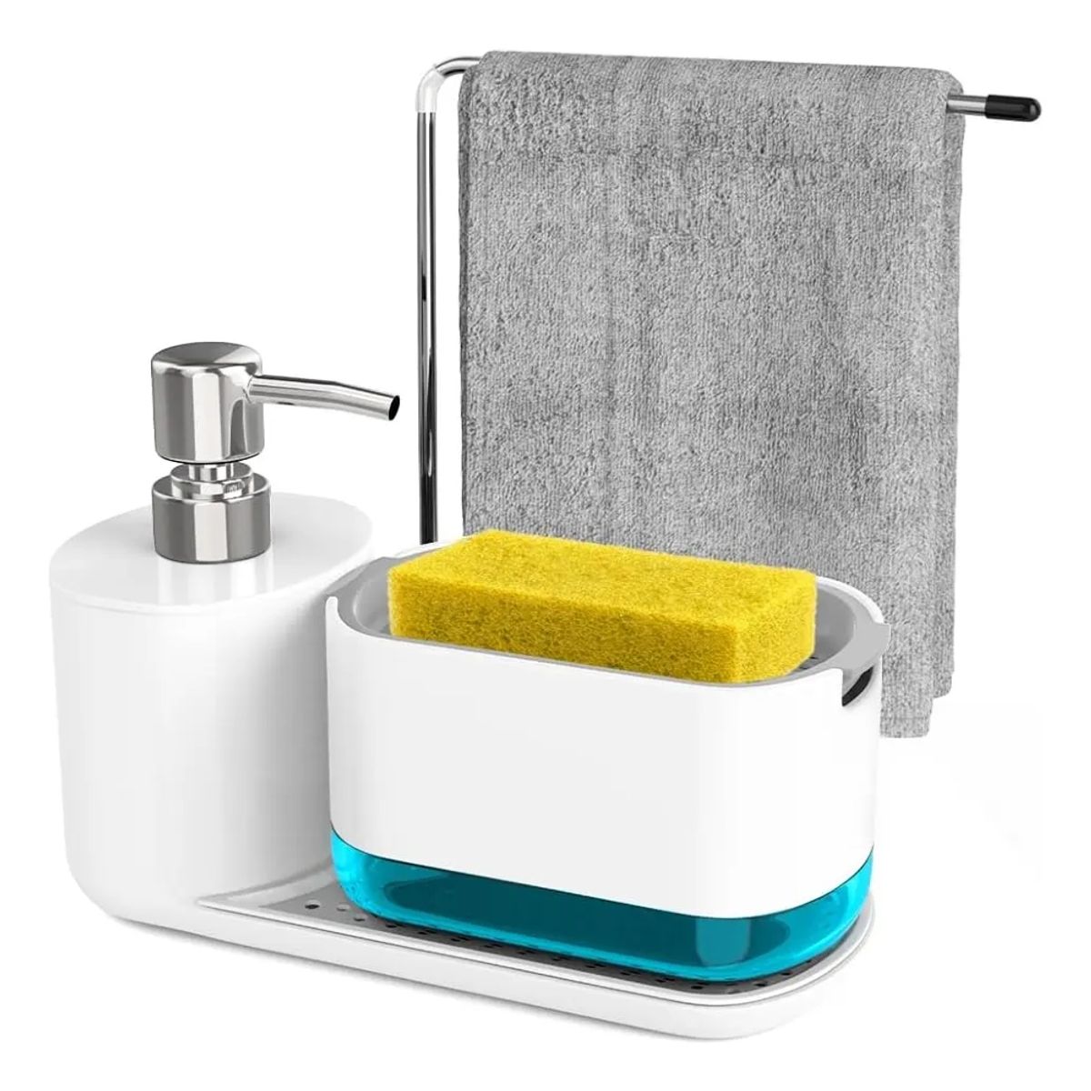 IRM - Organizador Lavaplatos 2 En 1 Dispensador Jabon Liquido Porta Esponja Y Toallero FIGOIMPORT