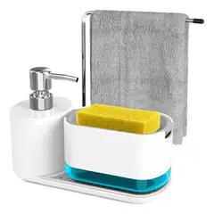 IRM - Organizador Lavaplatos 2 En 1 Dispensador Jabon Liquido Porta Esponja Y Toallero FIGOIMPORT