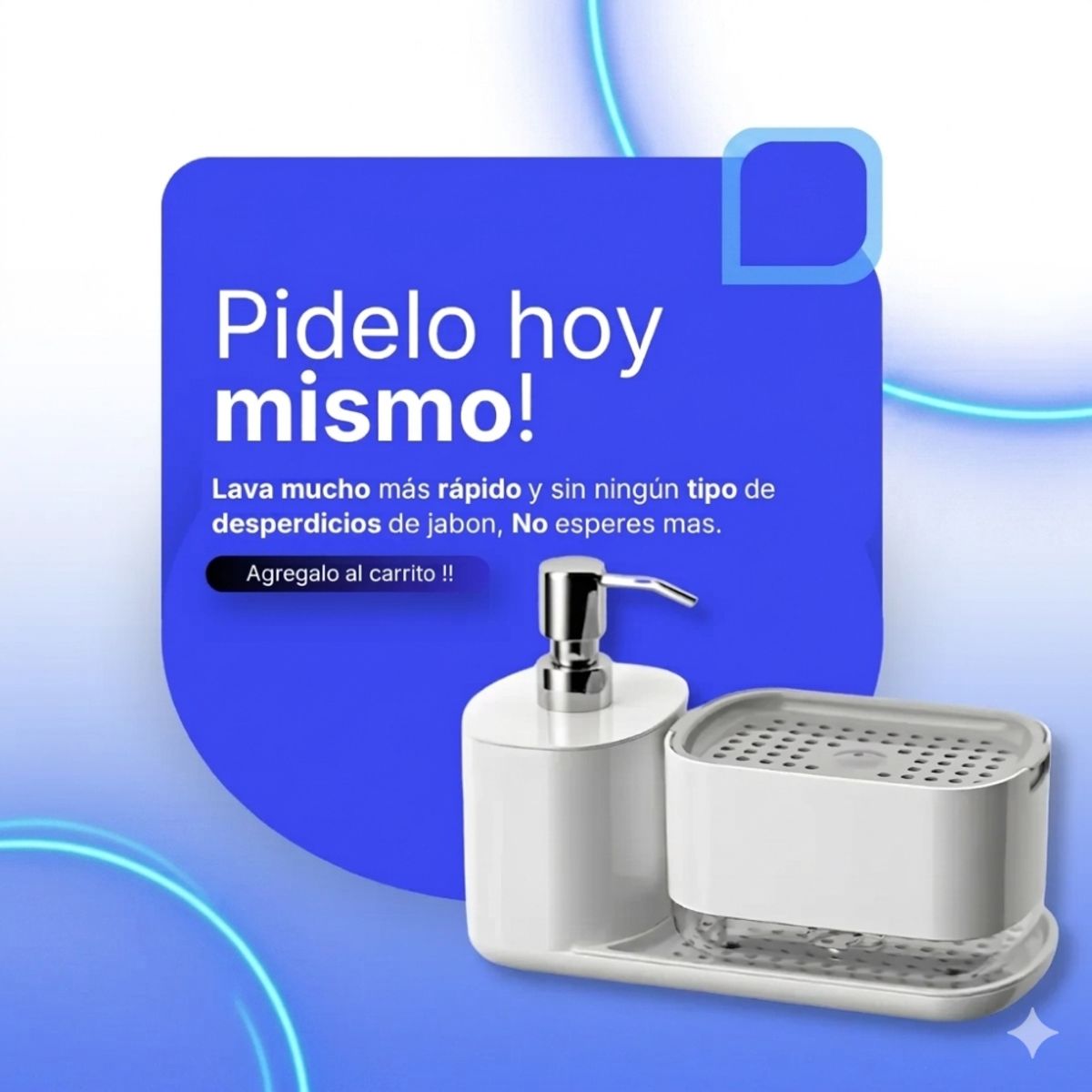 IRM - Porta Esponja Y Dispensador X2 Jabon Con Toallero Para Paño Organizador Fregadero FIGOIMPORT