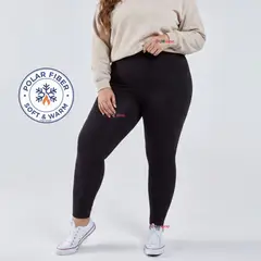 UTILISIMO - Calza Polar Con Chiporro Térmica Mujer Elasticada Negra
