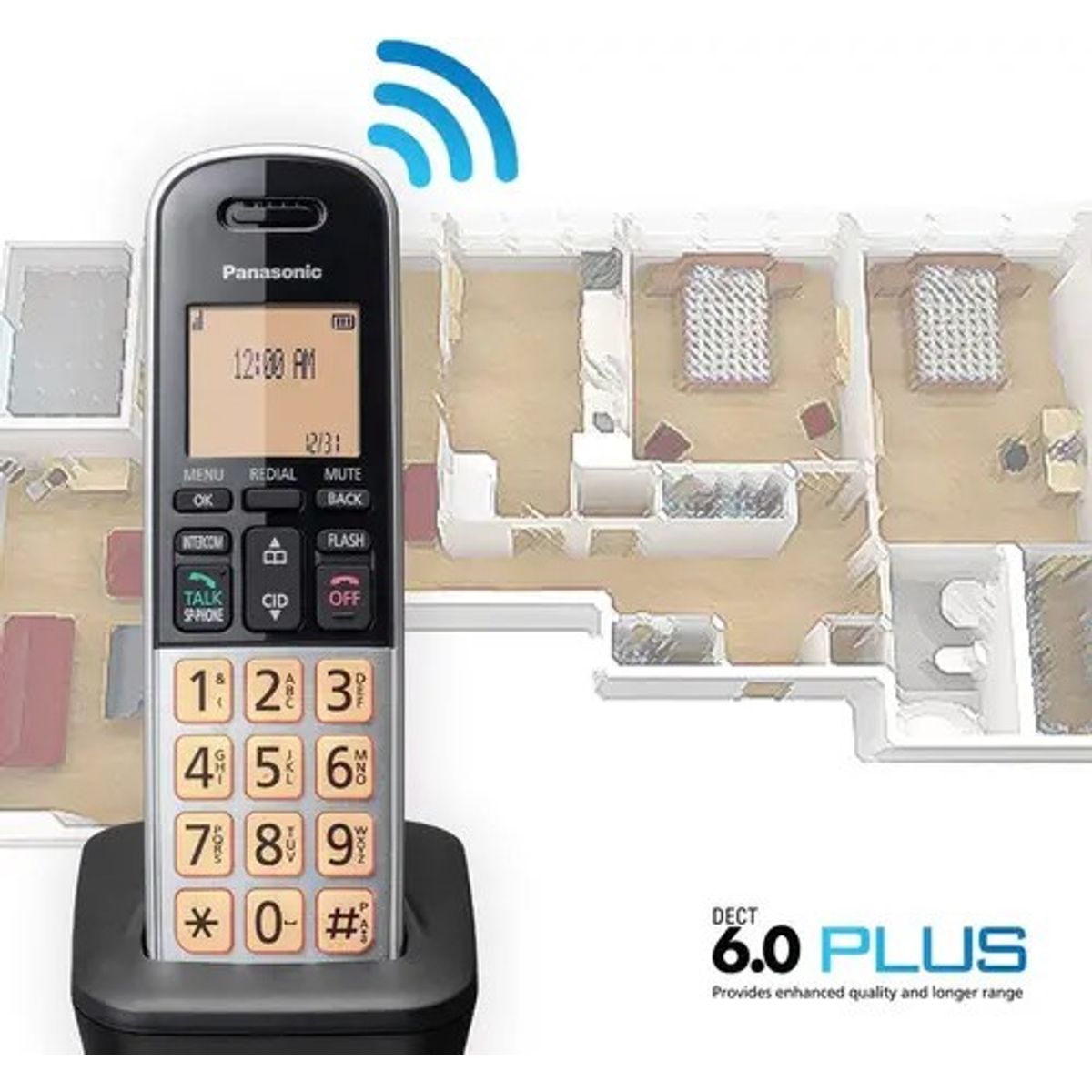 PANASONIC - Teléfono Inalámbrico Con Dect 6.0, Pantalla Lcd Panasonic