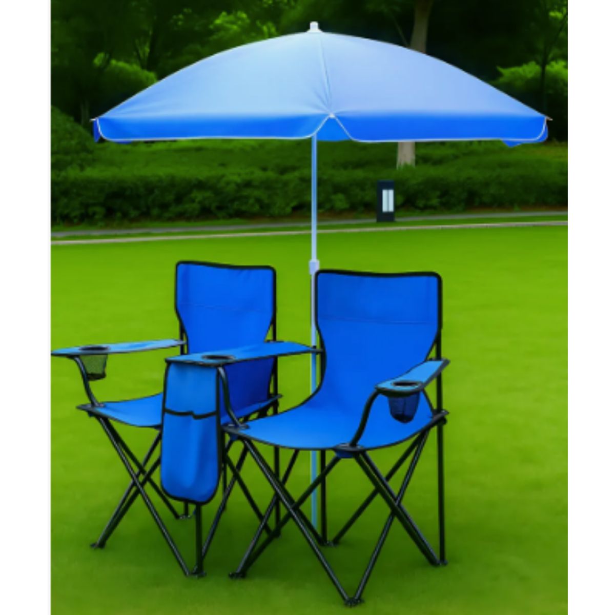 GENERICO - Silla Plegable De Camping Doble Con Cooler, Silla Playera
