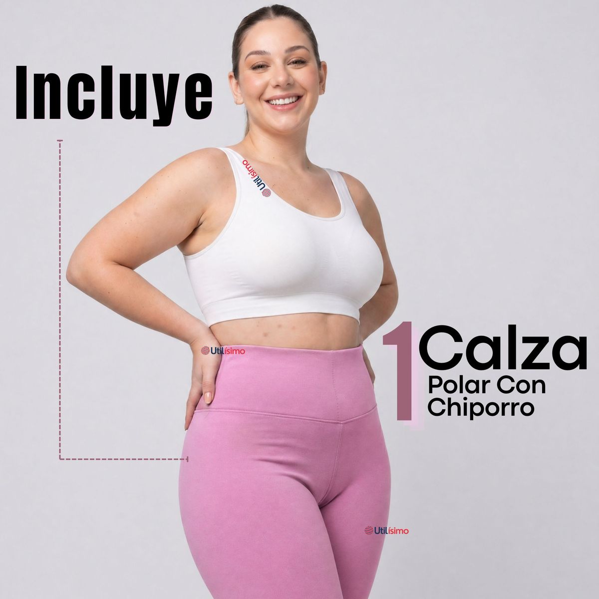 UTILISIMO - Calza Polar Con Chiporro Térmica Mujer Elasticada Pink