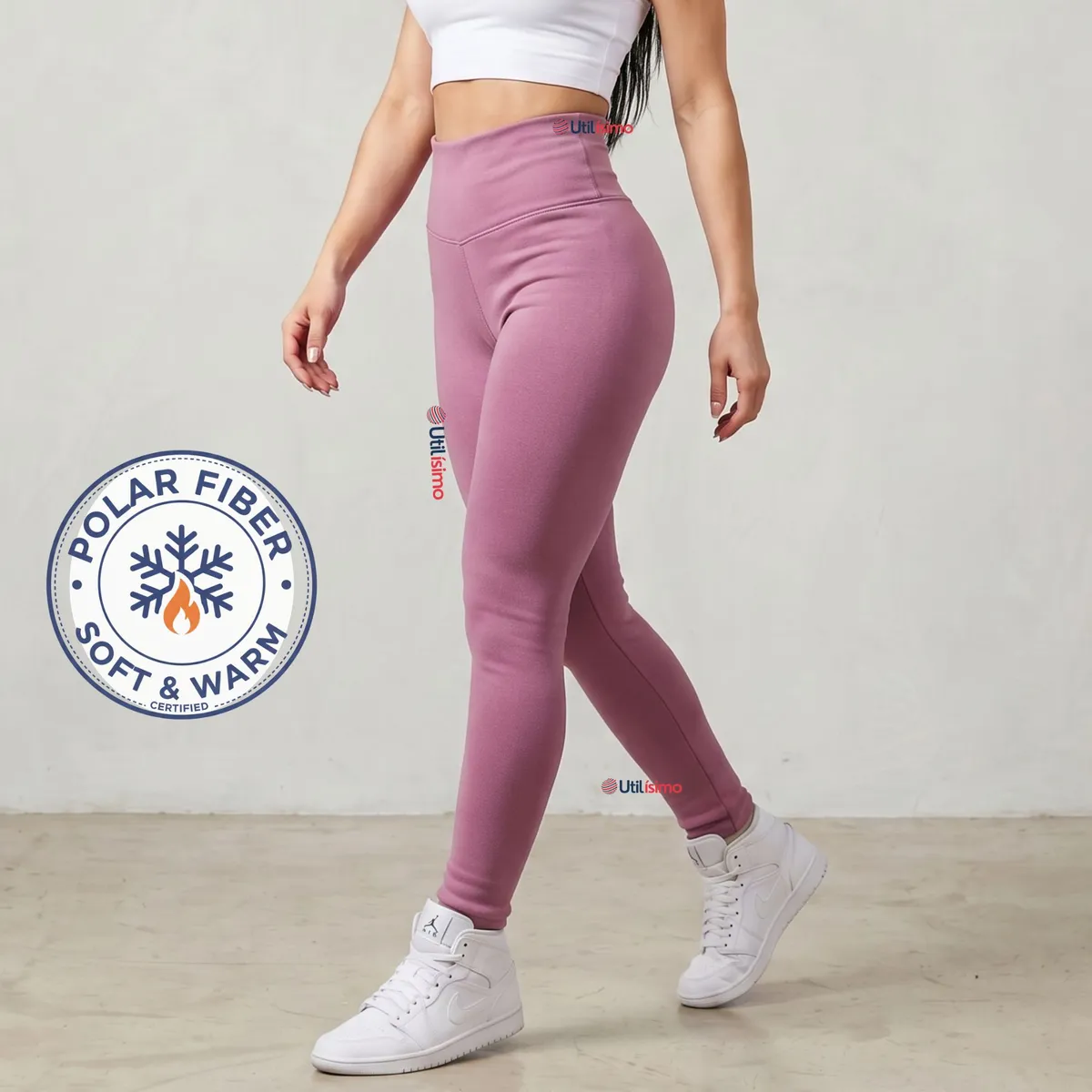 UTILISIMO - Calza Polar Con Chiporro Térmica Mujer Elasticada Pink