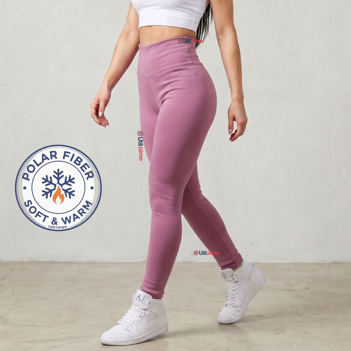 UTILISIMO - Calza Polar Con Chiporro Térmica Mujer Elasticada Pink