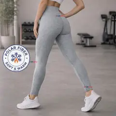 UTILISIMO - Calza Polar Con Chiporro Térmica Mujer Elasticada Gris Melange